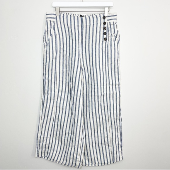 Tahari Pants - TAHARI Wide Leg Striped Linen Pants Size Large